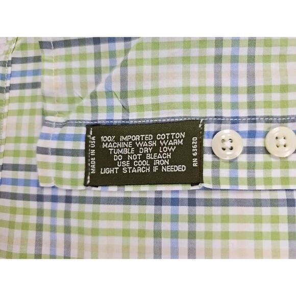 Gitman Bros Master Shirt Makers Vintage Green White Blue Men’s Shirt Size L USA - Picture 4 of 9